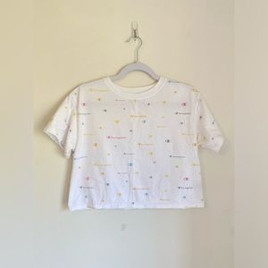 Champion cropped tee with pastel logos Size XS